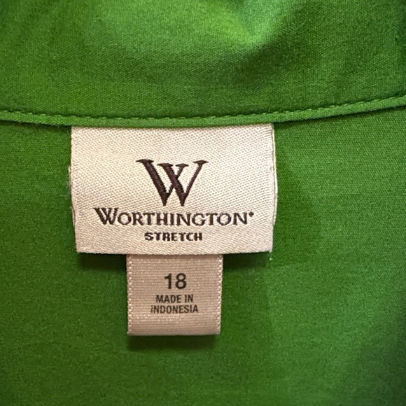 Worthington Vibrant Green Stretch Button-Down Shirt - Picture 2 of 9